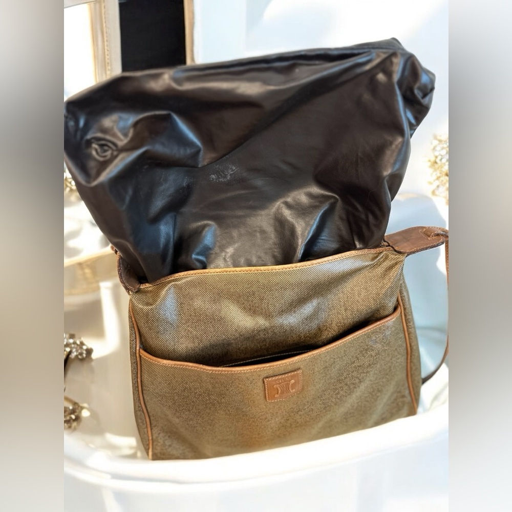 Celine Beige Coated Canvas and Leather Shoulder Bag - Picture 7 of 14